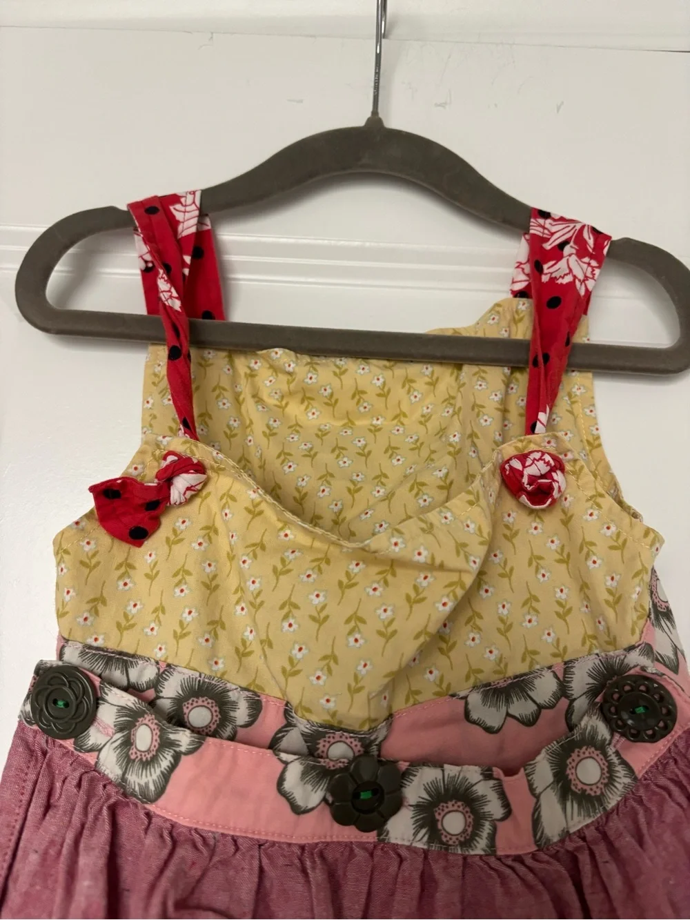 Matilda Jane Girls Serendipity Perfect Day Knot Pink Yellow Dress Size 4